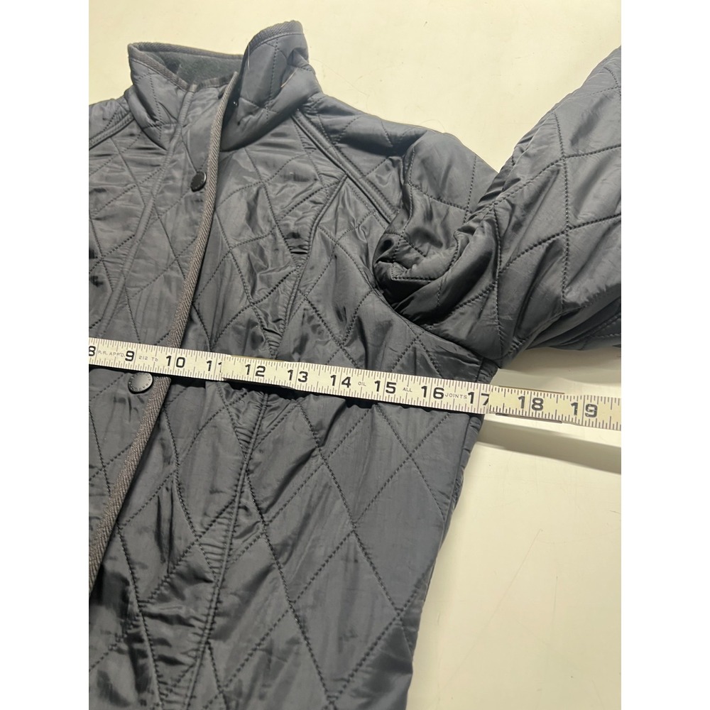 Barbour Cavalry Polarquilt Quilted Jacket Black Button Fleece Lined Women Sz 4 - Picture 6 of 9